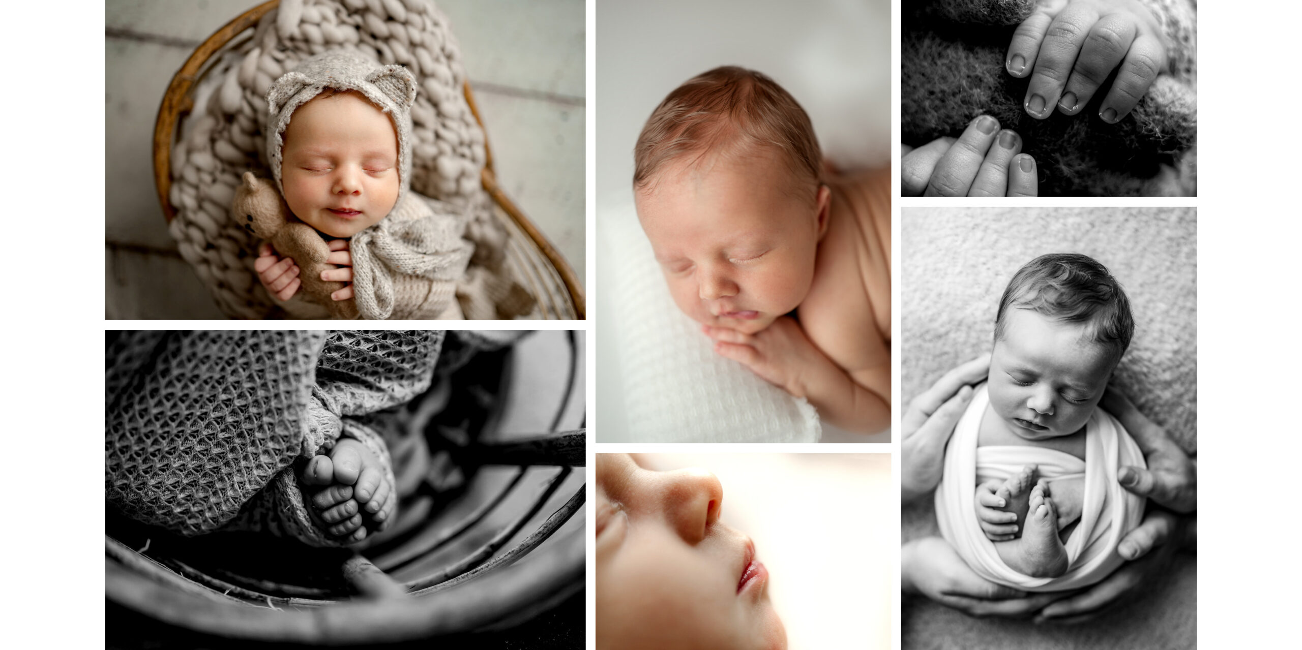 Collage of baby boy images from his in-home photo session in Columbia, MD